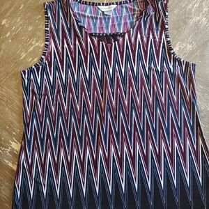 Christopher & Banks Sleeveless Zigzag Patterned Top - Red, White, and Blue